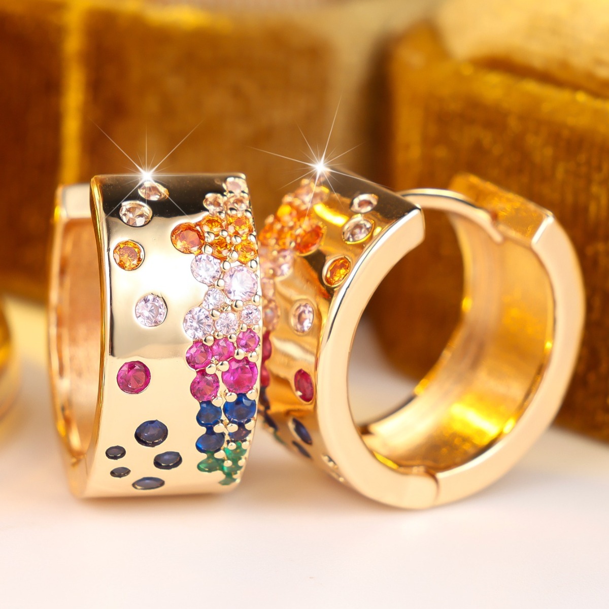 Men's Retro Colorful Zircon Stud Earrings